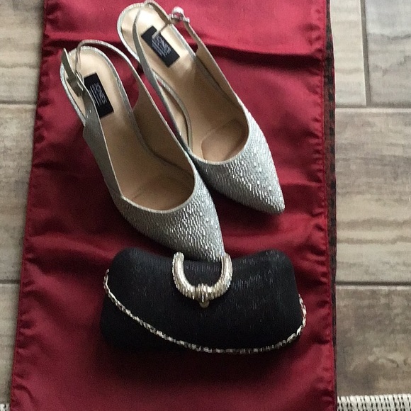 NEW Jones New York size 9 slingback with clutch purse with two size chain straps - Picture 3 of 5